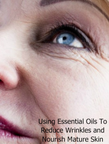 Photo of mature woman's face with wrinkles.