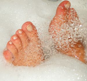 Feet Soaking in a Homemade Foot Soak