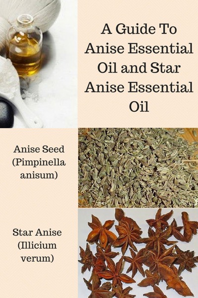 Photos of anise seed and star anise with the words A Guide To Anise Essential Oil and Star Anise Essential Oil.