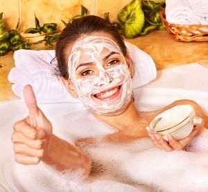 Woman Taking Aromatherapy Bath